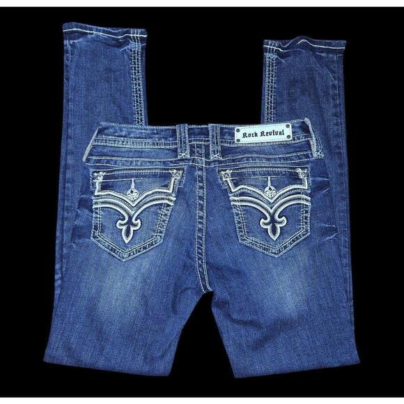 Womens Medium Wash Rock Revival Skinny Jeans "Allegra" Tag Size 30 Inseam 31 - Picture 5 of 9
